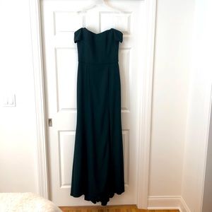 Amsale Eden bridesmaid dress in Hunter